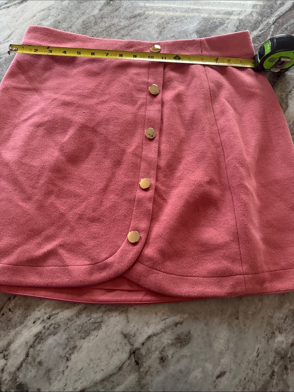 LOFT Coral Pink Wrap-Style Mini Skirt with Gold Buttons - Picture 4 of 6